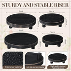 4 Pcs Wooden Risers for Display Wood Pedestal Stand, Black in Black, alternate view 3