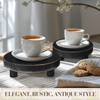 4 Pcs Wooden Risers for Display Wood Pedestal Stand, Black in Black, alternate view 5