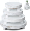 4 Pcs Wooden Risers for Display Wood Pedestal Stand, White in White