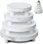 4 Pcs Wooden Risers for Display Wood Pedestal Stand, White in White
