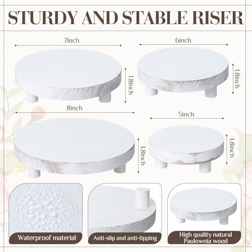 4 Pcs Wooden Risers for Display Wood Pedestal Stand, White in White, alternate view 3