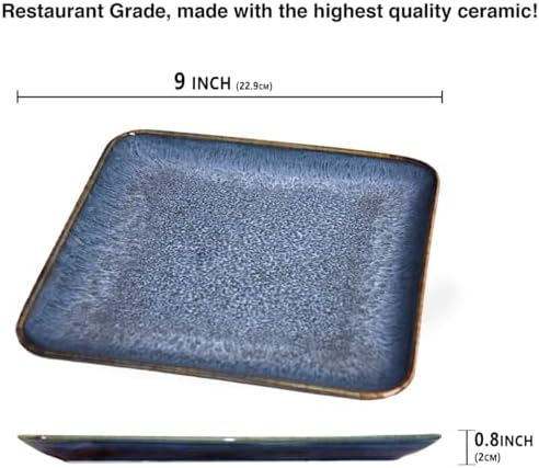 4-piece ceramic dinner plate set, suitable for steak, pasta and pizza, microwave- and dishwasher-safe, alternate view 3