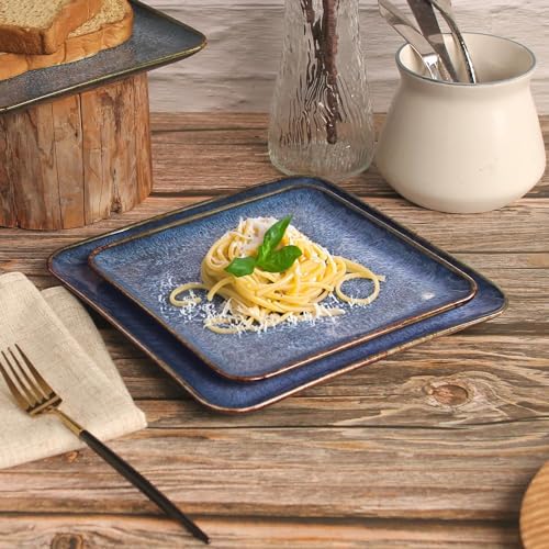 4-piece ceramic dinner plate set, suitable for steak, pasta and pizza, microwave- and dishwasher-safe, alternate view 5