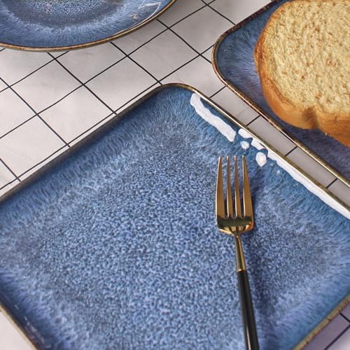 4-piece ceramic dinner plate set, suitable for steak, pasta and pizza, microwave- and dishwasher-safe, alternate view 6
