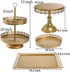 4-Piece Gold Cake Stand Set, Vintage Metal Dessert Table Display Set with 2-Tier Cupcake Holder & Serving Trays, alternate