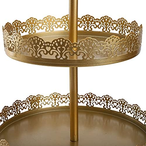 4-Piece Gold Cake Stand Set, Vintage Metal Dessert Table Display Set with 2-Tier Cupcake Holder & Serving Trays, alternate