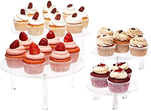 4-Piece Round Acrylic Cake Stand Set - Versatile Dessert Display - Customizable Multi-Tier Buffet Risers