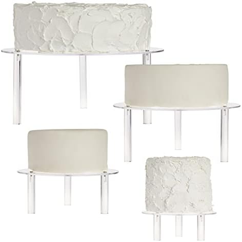 4-Piece Round Acrylic Cake Stand Set - Versatile Dessert Display - Customizable Multi-Tier Buffet Risers, alternate view 6