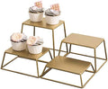 4 Piece Set Modern Brass Tone Metal Nesting Tabletop Cupcake Display Risers, Food Appetizer Dessert Buffet Table
