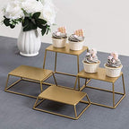 4 Piece Set Modern Brass Tone Metal Nesting Tabletop Cupcake Display Risers, Food Appetizer Dessert Buffet Table, alternate