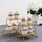 4 Piece Set Modern Brass Tone Metal Nesting Tabletop Cupcake Display Risers, Food Appetizer Dessert Buffet Table, alternate