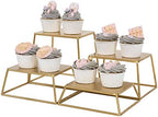 4 Piece Set Modern Brass Tone Metal Nesting Tabletop Cupcake Display Risers, Food Appetizer Dessert Buffet Table, alternate