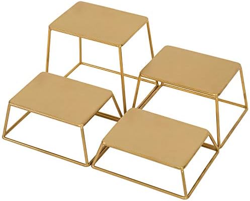 4 Piece Set Modern Brass Tone Metal Nesting Tabletop Cupcake Display Risers, Food Appetizer Dessert Buffet Table, alternate