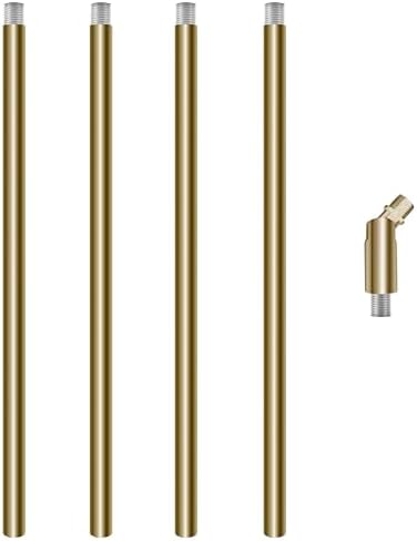 4 Pieces 12-inch M10 Threaded Extension Poles Lighting Fixture Downrods Stems & 180 Degrees Sloped Ceiling