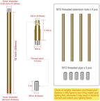 4 Pieces 12-inch M10 Threaded Extension Poles Lighting Fixture Downrods Stems & 180 Degrees Sloped Ceiling, alternate view 2