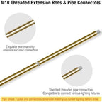 4 Pieces 12-inch M10 Threaded Extension Poles Lighting Fixture Downrods Stems & 180 Degrees Sloped Ceiling, alternate view 3
