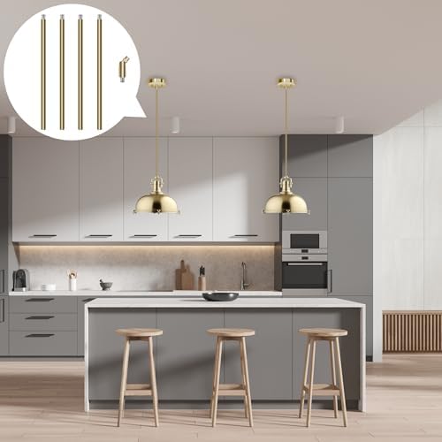 4 Pieces 12-inch M10 Threaded Extension Poles Lighting Fixture Downrods Stems & 180 Degrees Sloped Ceiling, alternate view 7