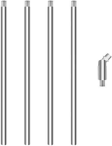 4 Pieces 12-inch M10 Threaded Extension Poles Lighting Fixture Downrods Stems & 180 Degrees Sloped Ceiling