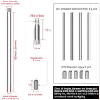 4 Pieces 12-inch M10 Threaded Extension Poles Lighting Fixture Downrods Stems & 180 Degrees Sloped Ceiling, alternate view 2