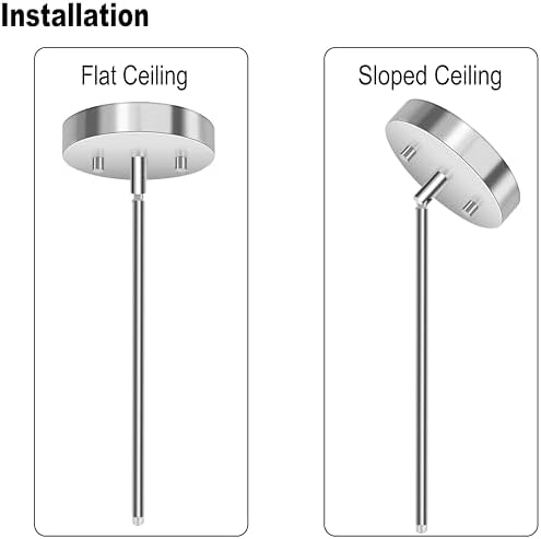 4 Pieces 12-inch M10 Threaded Extension Poles Lighting Fixture Downrods Stems & 180 Degrees Sloped Ceiling, alternate view 4