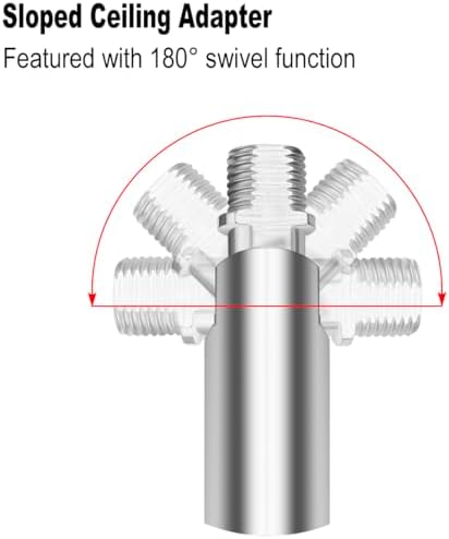 4 Pieces 12-inch M10 Threaded Extension Poles Lighting Fixture Downrods Stems & 180 Degrees Sloped Ceiling, alternate view 5