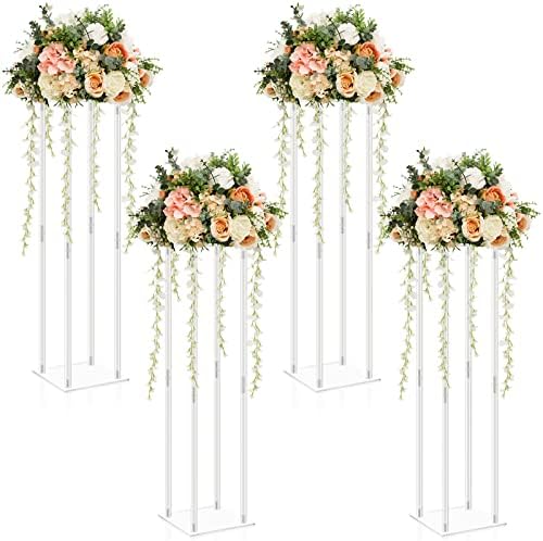 4 Pieces Acrylic Flower Stands Table Centerpieces,31.5 Inch Tall in Clear
