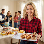 4 Pieces Back to School Serving Trays Melamine Platters in Back to School in Yellow White, alternate view 5