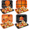 4 Pieces Basketball Serving Trays Melamine Platters in Basketball in Orange Black
