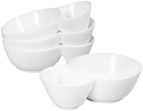 4 Pieces Chip and Dip Serving Set Ceramic Divided Serving Trays Platters Chip and Dip Bowl Compartment Cheese