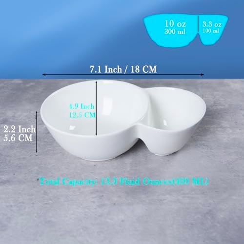 4 Pieces Chip and Dip Serving Set Ceramic Divided Serving Trays Platters Chip and Dip Bowl Compartment Cheese, alternate view