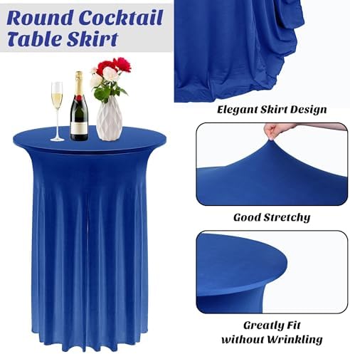 4 Pieces Cocktail Table Skirt Round Cocktail Table Covers 32 x 43 Inch Spandex Stretch High Top Table Cloth for, alternate