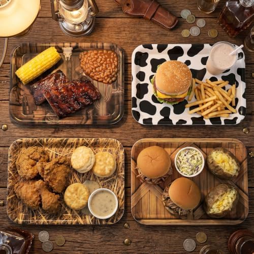 4 Pieces Natural Serving Trays Melamine Platters in Western in Natural, alternate view 2