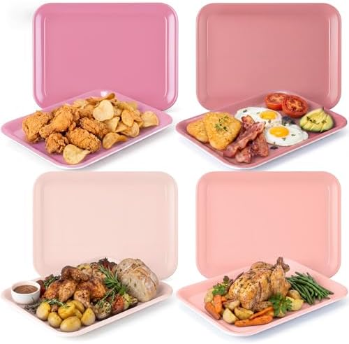4 Pieces Wedding Serving Trays Melamine Platters in Pink