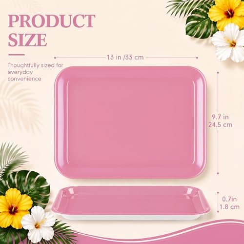 4 Pieces Wedding Serving Trays Melamine Platters in Pink, alternate view 3
