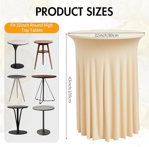 4 pk Champagne Cocktail Table Cloth Round 32×43in-High Top Highboy Bar Cocktail Tablecloths-Wrinkle Free, alternate view 3
