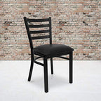 4 Pk. HERCULES Series Black Ladder Back Metal Restaurant Chair - Black Vinyl Seat, alternate view 2