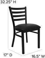 4 Pk. HERCULES Series Black Ladder Back Metal Restaurant Chair - Black Vinyl Seat, alternate view 3