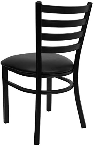 4 Pk. HERCULES Series Black Ladder Back Metal Restaurant Chair - Black Vinyl Seat, alternate view 5