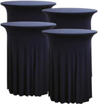 4 pk Navy Blue Cocktail Table Cloth Round 32×43in-High Top Highboy Bar Cocktail Tablecloths-Wrinkle Free