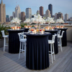 4 pk Navy Blue Cocktail Table Cloth Round 32×43in-High Top Highboy Bar Cocktail Tablecloths-Wrinkle Free, alternate view 2