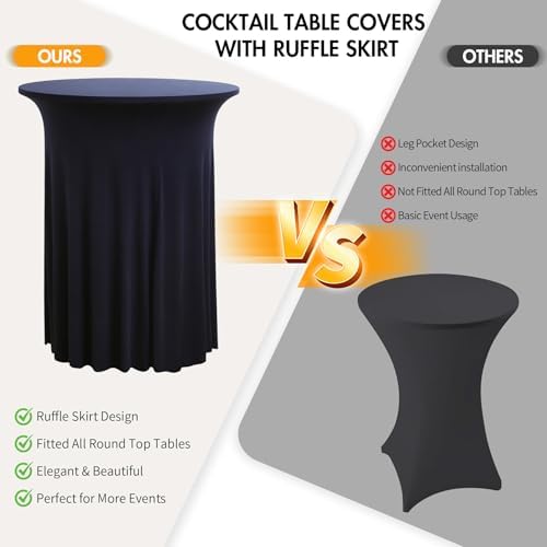 4 pk Navy Blue Cocktail Table Cloth Round 32×43in-High Top Highboy Bar Cocktail Tablecloths-Wrinkle Free, alternate view 4