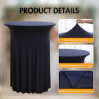 4 pk Navy Blue Cocktail Table Cloth Round 32×43in-High Top Highboy Bar Cocktail Tablecloths-Wrinkle Free, alternate view 5