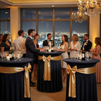 4 pk Navy Blue Cocktail Table Cloth Round 32×43in-High Top Highboy Bar Cocktail Tablecloths-Wrinkle Free, alternate view 7