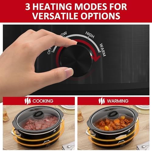 4 QT Slow Cooker, Buffet Server and Warmer with 3 Heating Modes, Compact Slow Cooker, Dishwasher-Safe Removable, alternate