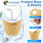 4 Quart Small Ice Bucket with Wicker Outer Basket, Scoop, Tong and Handle, alternate view 3