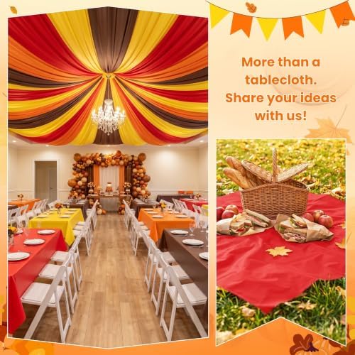 4 Rolls 100FT x 54IN Fall Plastic Tablecloth Roll with Slide Cutter Box, alternate view 2