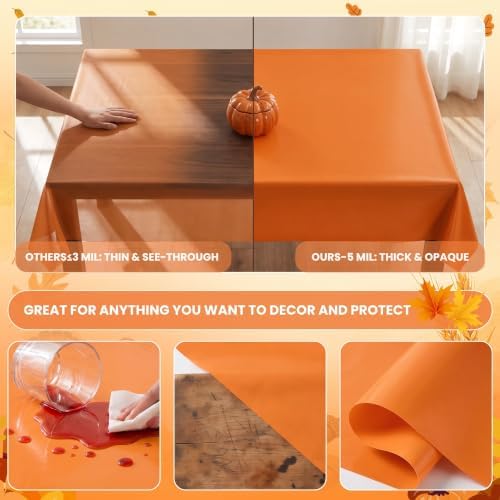 4 Rolls 100FT x 54IN Fall Plastic Tablecloth Roll with Slide Cutter Box, alternate view 4