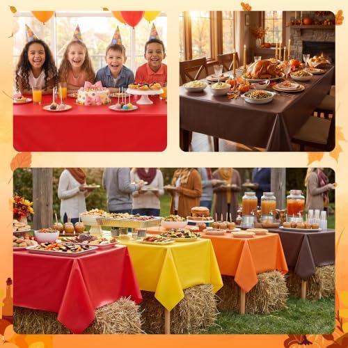 4 Rolls 100FT x 54IN Fall Plastic Tablecloth Roll with Slide Cutter Box, alternate view 5