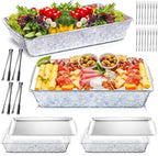 4 Set 16" x 9.45" Chilled Serving Tray for Parties, Silver in Silver