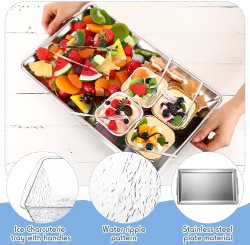 4 Set 16" x 9.45" Chilled Serving Tray for Parties, Silver in Silver, alternate view 5